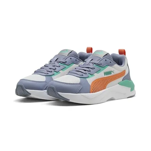 PUMA Jugendliche X-Ray 3 Sneakers 38 - Feather Gray Melon Glow Sky Vibrant Green Orange - Stylische Sneakers für Jugendliche mit regulärer Breite, strapazierfähigem Obermaterial aus Textil und Synthetik sowie markanten PUMA Branding-Details. Ideal für den Alltag.