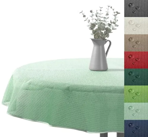 Outdoor Tischdecke Typ883 Mint - Wasserfest & Rutschfest für Garten und Camping - Vielseitige und robuste Gartentischdecke für drinnen und draußen. Wetterfest, pflegeleicht und ideal für jeden Anlass – perfekt für Gartenpartys, Picknicks und Camping. Schützt Tische vor Stößen und Kratzern.