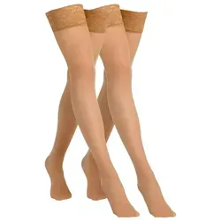 Camano Feinstrumpfhose Halterlose Strümpfe 2er Pack beige L