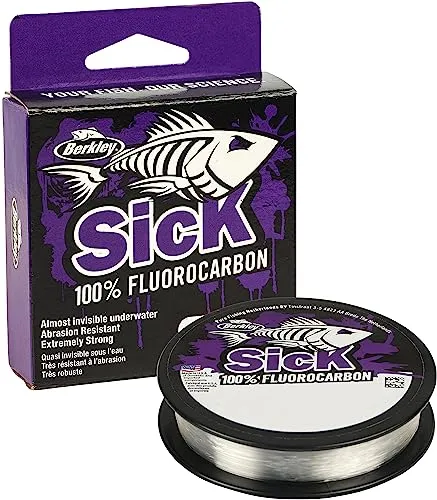 Berkley Sick Fluorocarbon-Vorfachmaterial – durchsichtige Fluoro-Carbon-Angelschnur, schnell sinkendes und unsichtbares Raubfisch-Angelvorfach, 50 m, farblos