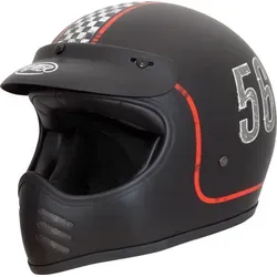 Premier Trophy MX FL Motocrosshelm - Matt-Schwarz - S - Der Premier Trophy MX FL Helm verbindet Retro-Design mit modernster Sicherheit. Er ist leicht, komfortabel und bietet eine optionale Anpassung mit Schirm und Visier. Ideal für passionierte Motorradfahrer.