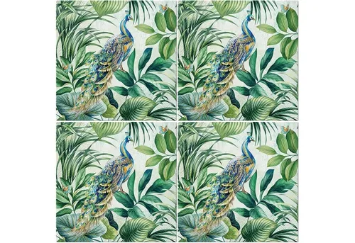 PAW Sp. z o.o. Papierserviette 20 Stück ca. 33x33cm 3-lagig, Pfau/Peacock, grün