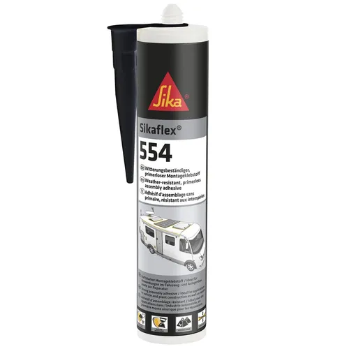 Sika Sikaflex-554 Montagekleber Schwarz – ideal für große Bauteile - Klebemittel – Hochbelastbarer, alterungs- und witterungsbeständiger Montagekleber, perfekt für Innen- und Außenanwendungen, auch für große Bauteile geeignet.