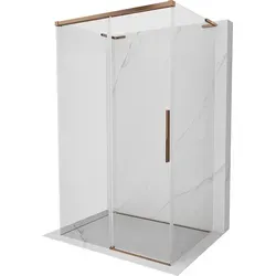 Mexen Rox-3S L Duschkabine 90 x 120 cm, verschiebbar, Roségold - Elegante 3-seitige Duschkabine mit schwenkbarer Schiebetür, 8 mm dickem Glas und schickem Roségold-Profil. Ideal für stilvolle Badezimmergestaltung.