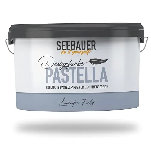 SEEBAUER diy Pastellfarbe PASTELLA Blau 2,5L – Edelmatte Wandfarbe für kreative Raumgestaltungen - Hochwertige Pastellfarbe in Blau-Grau mit exzellenter Deckkraft und edelmattem Finish. Ideal für eine unkomplizierte Anwendung in allen Innenräumen. Abwaschbar und pflegeleicht, perfekt für Familienhaushalte.