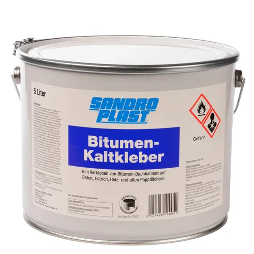 SANDROPLAST Bitumen Kaltklebemasse Kleber Dachbahn Dichtungsbahn Klebemasse 5 L