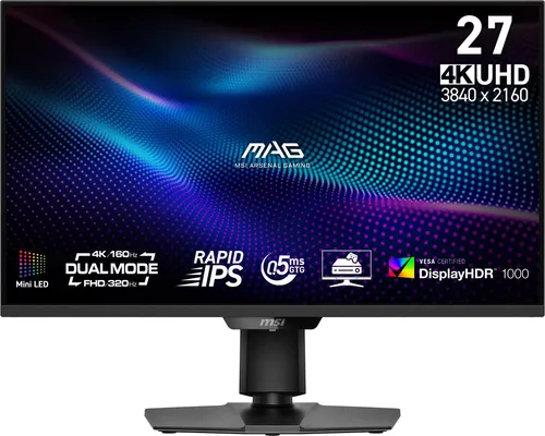 MSI MAG 274UPDF E16M - 27" 4K Gaming Monitor - Gaming Monitor mit 4K Ultra HD Auflösung und 0,5 ms Reaktionszeit. Ideal für flüssiges Gameplay und beeindruckende Farben dank 98% DCI-P3 Farbraum. Höhenverstellbar und mit VESA-Halterung.