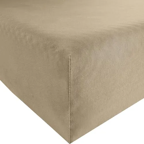 REDBEST Spannbettlaken Denver Elasthan-Jersey-Stretch Taupe 180x200 cm - 200x200 cm - Weiches REDBEST Spannbettlaken aus Elasthan-Jersey-Stretch mit Rundumgummi. Ideal für Matratzen bis 25 cm Höhe, passt perfekt und ist bügelfrei. Genießen Sie höchsten Liegekomfort und eine optimale Passform!
