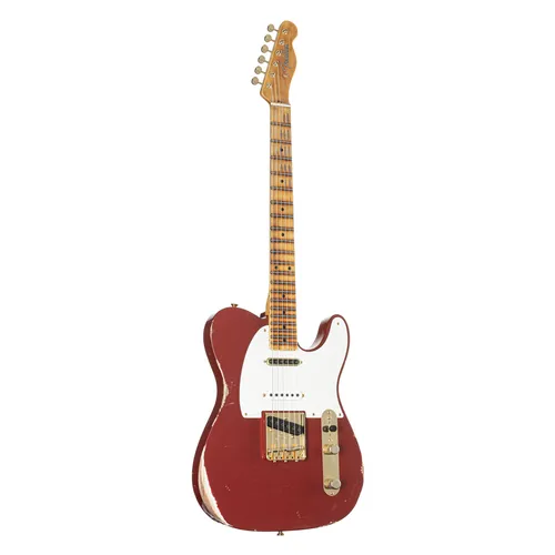 Fender Limited Edition Hotshot Telecaster Relic Aged Cimarron Red E-Gitarre - Limitierte Telecaster aus dem Fender Custom Shop mit handgefertigtem Korpus aus selektierter Esche und einzigartigem Nitro-Finish. Ideal für Musiker, die Vintage-Sound und modernes Handling vereinen möchten.