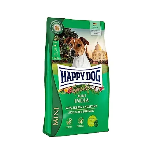 Happy Dog Sensible Mini India | 4kg Hundetrockenfutter - Hundefutter für ausgewachsene, normalaktive Hunde bis 10 kg, mit hochwertigem Geflügel und Reis für eine ausgewogene Ernährung.