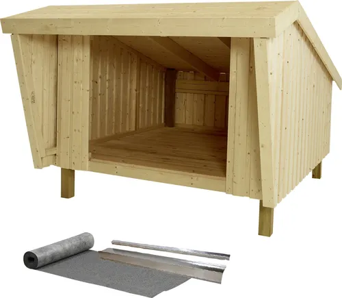 PLUS Gartenhaus Shelter 291x225 cm - Gartenhaus mit Pultdach, aus naturbelassenem Holz, ideal für den Garten und mit einfacher Selbstmontage.