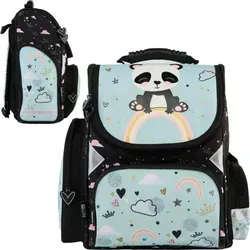 Paso Schulranzen Panda - Ergonomisch & Sicher - Schwarz-Blau - 36x28x15 cm - Der Paso Schulranzen Panda bietet ergonomischen Komfort und Sicherheit für den Schulalltag. Mit reflektierenden Elementen für bessere Sichtbarkeit und viel Stauraum für Schulmaterial ist er der ideale Begleiter für Ihr Kind.