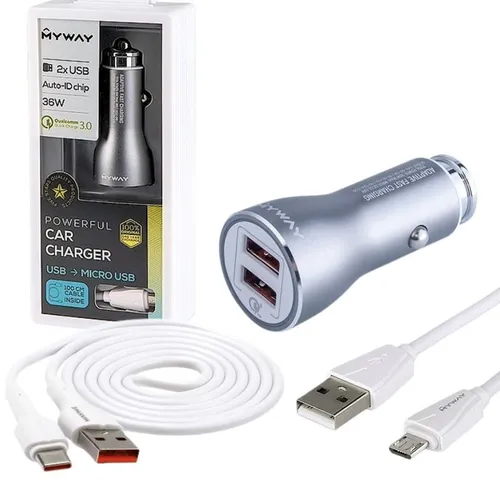 Car Charger Quick Charge 3.0 2xUSB 4.2A Cable Micro-USB