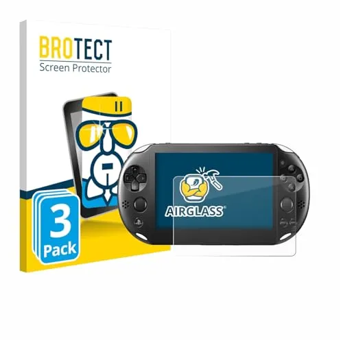BROTECT 3 Stück Schutzglas für Sony Playstation PS Vita Slim Schutzfolie Panzer Folie Glas Displayschutz Made in Germany [ 9H, Anti-Fingerprint]