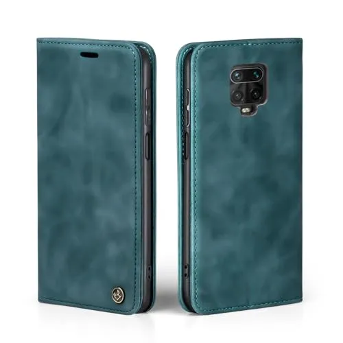 LBH Handyhülle für Xiaomi Redmi Note 9 Pro in Petrol Blau mit Karten- und Geldfach Smartphone Hülle mit Standfunktion Flip Case Schutzhülle Magnetverschluss Vintage