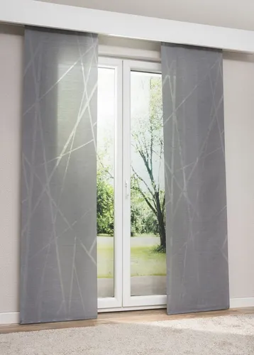 Lysel Schiebegardine Toliara in Anthrazit - Transparente Flächengardine (60cm x 245cm) mit Klettband und Beschwerungsstab, ideal für stilvolle Fensterdekoration in jedem Raum.