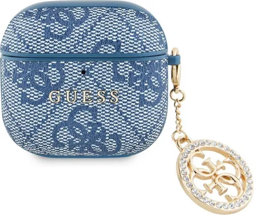 Guess 4G Strass Charm Cover für Apple Airpods 4 - blue - Schutzhülle mit funkelnden Strasssteinen, schützt Ihre Airpods 4 stilvoll und bietet gleichzeitig einen einzigartigen Look.