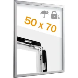 Klapprahmen B2, abschließbar, wetterfest silber - Wetterfester, abschließbarer Klapprahmen 50 x 70 cm aus Aluminium, ideal für die sichere Präsentation von Plakaten im Außenbereich. Robuste Bauweise und UV-beständige Folie schützen Ihre Inhalte.