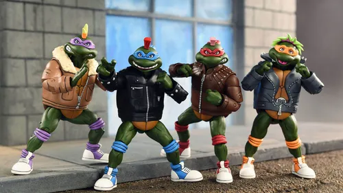 TEENAGE MUTANT NINJA TURTLES Punk Disguise Turtles - 4 Pack - NECA - 7" / 18 cm - Aufsteller & Figuren, detailgetreue Sammlerfiguren im einzigartigen Punk-Design für echte Fans der Ninja Turtles.