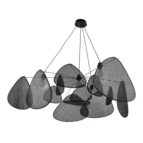 MARKET SET Screen XXL Pendelleuchte - Moderne Hängeleuchte für stilvolle Räume - Lampen: Elegante Pendelleuchte aus Metall und Rattan mit 4 Lichtquellen, ideal für moderne Wohnräume.