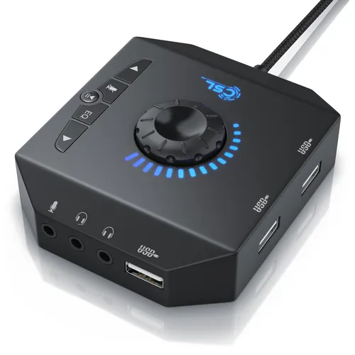 CSL USB-Soundkarte mit Lautstärkeregelung - Externe Soundkarte für Headset, Kopfhörer und Mikrofon, ermöglicht eine einfache Lautstärkeregelung und sorgt für klaren Sound in jedem Setup.