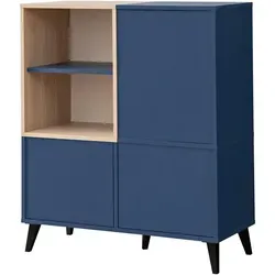 komodee Fondi Sideboard Küchenschrank - Skandinavisches Sideboard mit 3 Soft-Close-Türen und herausnehmbarem Weinhalter für bis zu 8 Flaschen, ideal für Wohnzimmer, Küche oder Esszimmer.
