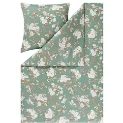 ESTELLA Mako Interlock Jersey Bettwäsche Frida Salbei 135x200 cm - Bettwäsche-Set mit 1 Bettbezug und 1 Kissenbezug, aus ägyptischen Langstapelgarnen, hautsympathisch und pflegeleicht bis 60°C, ideal für einen erholsamen Schlaf.
