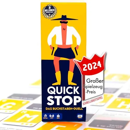 ATM Gaming Quickstop - Das Buchstaben-Duell - Kartenspiel für Jugendliche und Erwachsene - Schnell und Verrückt - 2 bis 7 Spieler - Kartenspiel ab 10 Jahren - Familienspiel