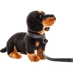 Uni-Toys Dackel mit Leine - 27 cm Plüsch-Hund, lebensecht und flauschig weich, ideal zum Spielen und Kuscheln