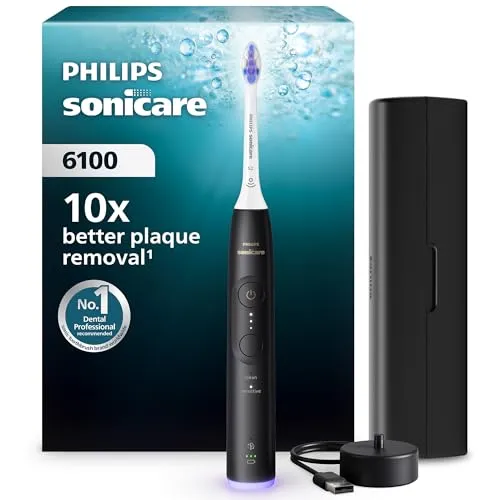 Philips Sonicare 6100 Schallzahnbürste HX7401/07 - Elektrische Schallzahnbürste mit 2 Putzmodi und 3 Intensitätsstufen für eine individuelle Reinigung, ausgestattet mit Andruckkontrolle und praktischen Funktionen.