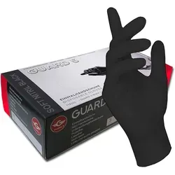 GUARD 5 Einweghandschuhe - Schwarze Nitril-Handschuhe (7/S) - Hochwertige schwarze Nitrilhandschuhe, puderfrei und unsteril, ideal für den professionellen Einsatz in Kosmetik, Gastronomie und Tattoo-Studios. 200 Stück in praktischer Spenderbox.