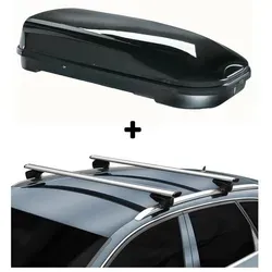 VDP Dachbox Dachbox VDP-FL580 + Alu, (passend für Mitsubishi Outlander PHEV ab 2014), Relingträger für Mitsubishi Outlander ab 14 aufliegend
