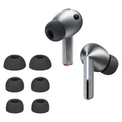 kwmobile 6x Polster kompatibel mit Samsung Galaxy Buds 3 Pro - 3 Größen - Silikon Ohrstöpsel In-Ear Kopfhörer - Grau