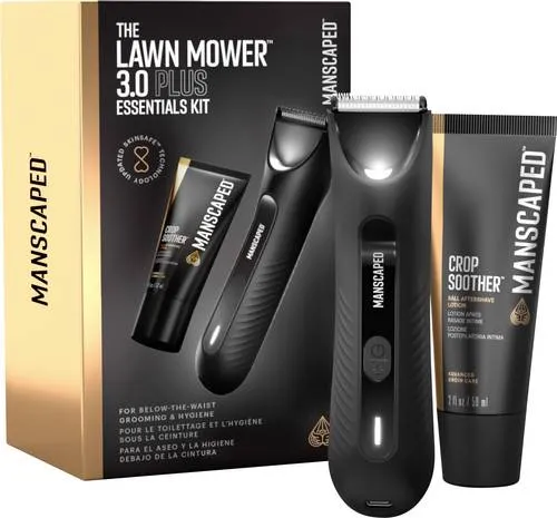 MANSCAPED Lawn Mower 3.0 Plus Essentials Kit, Leisten- und Bodygroomer - Bodygroomer mit SkinSafe™ Technology, wasserdicht und bis zu 60 Minuten kabellose Laufzeit. Perfekt für präzise Pflege unter der Dusche.