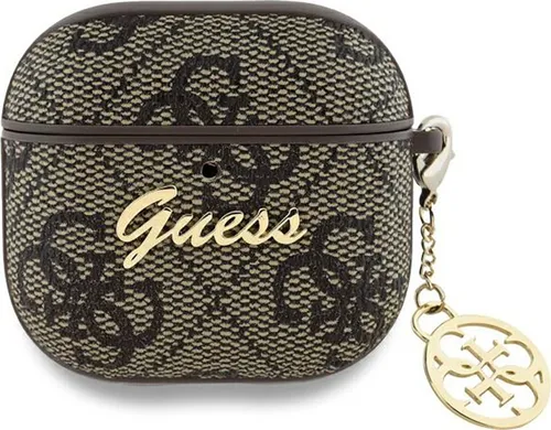 GUESS Schutzhülle für AirPods 4 - 4G Charm Collection Case, Braun - Audio-Zubehör mit exklusivem Design aus der 4G Charm Kollektion, schützt Ihre AirPods 4 stilvoll vor Kratzern und Stößen.