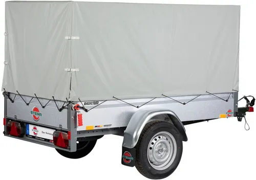 STEMA PKW-Anhänger Basic 750 Kippsdeichsel - Autoanhänger mit max. 593 kg Nutzlast, kippbarer Deichsel für platzsparende Lagerung und robustem Fahrgestell. Ideal für Haus, Hof und Garten.