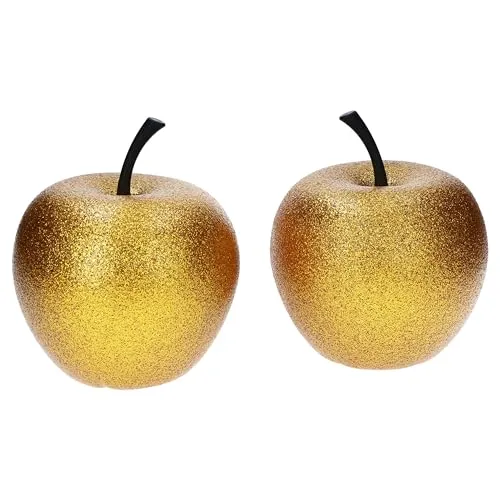 MamboCat Pottery Pots 2er Set Apfel in Gold Größe XS I Glitzern & schimmernd I Ø 14,5 & Höhe 17 cm I wetterfeste Deko für Haus & Garten I Accessoire aus Fiberglas, Fiberstone I Herbst, Weihnachten