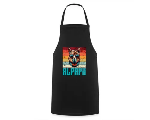 Spreadshirt Alpapa Cooles Lama Papa Kochschürze, Einheitsgröße, Schwarz - Küchen- und Grillspaß für alle: Diese pflegeleichte Schürze aus robuster Baumwolle passt sich dank Tunnelzug individuell an. Ideal für Hobbyköche und Grillmeister!
