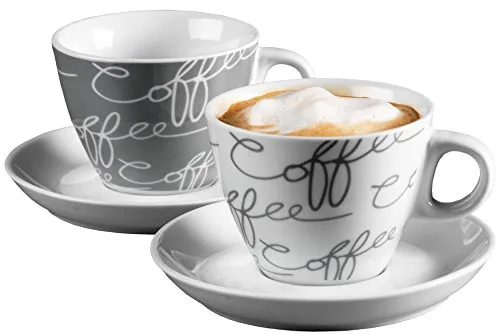 Ritzenhoff & Breker Cappuccino-Set Cornello 4-teilig - Thermobehälter, bestehend aus 2 hochwertigen Porzellantassen und Untertassen, spülmaschinengeeignet und perfekt kombinierbar mit den gleichnamigen Kaffeebechern.