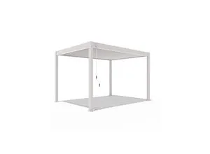 PergoLine Superior Pergola 3 m x 4 m sand - Moderne Vollaluminium-Pergola für stilvolle Terrassenüberdachung. Mit stufenlos verstellbarem Lamellendach für flexible Licht- und Schattenregulierung, ideal für den ganzjährigen Einsatz im Außenbereich.