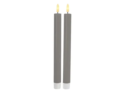 Sirius Home A/S LED-Kerze (Set, 2-tlg), Stabkerzen grau 3D Flamme warmweiß 2x24,5cm