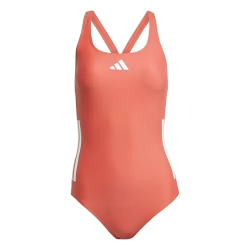adidas Damen 3 Stripes C-Back Swimsuit Swimwear, semi Lucid red/White, 46