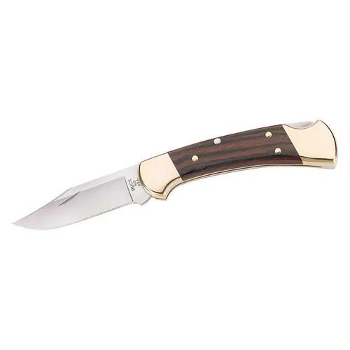 Buck Jagdmesser 112 Ranger - Klappbares Taschenmesser mit Leder-Etui - Taschenmesser mit 7,6 cm Clippoint-Klinge, ideal zum Ausweiden und Häuten. Sicherer Backlock-Mechanismus und edler Holzgriff sorgen für optimale Handhabung.