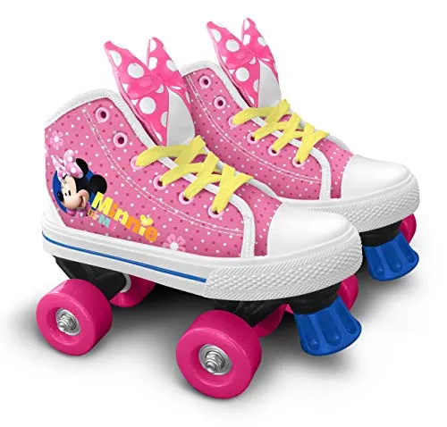 STAMP QUAD ROLLER SKATE - Größe 28 - MINNIE, Rosa - Inliner mit 4-Rad-Design, ideal für Anfänger; ausgestattet mit hochfestem PP-Rahmen und 3D gepolsterter Schaumzunge für maximalen Komfort.