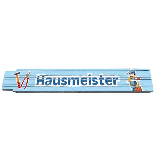 2m Zollstock - mit Beruf - Hausmeister - Text - Spruch - Glieder-Maßstab - Meterstab bedruckt - Gadget für Männer Opa Papa Vatertag Muttertag Weihnachten Baustelle