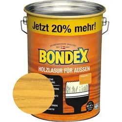 Bondex Holzlasur für Außen 4,8 L - Eiche hell - Lacke für den Außenbereich, schützt Holz vor Witterungseinflüssen und verleiht eine ansprechende Eichen-Optik.