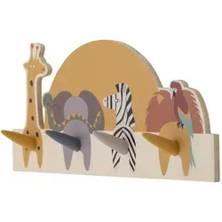 Bloomingville MINI - Mallen Animal Coat Rack - Kreative Garderobe für das Kinderzimmer, mit 4 tierischen Haken in Braun für mehr Ordnung und Spielspaß.