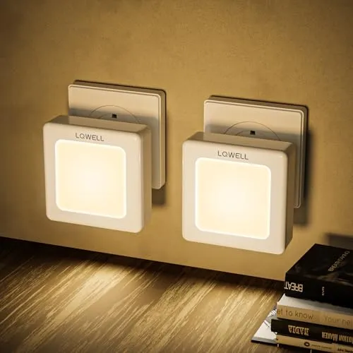 LQWELL® Faltbares Nachtlicht mit Dämmerungssensor (2 STK) - Praktisches Steckdosen-Nachtlicht mit Dämmerungssensor für automatische Beleuchtung. Einstellbare Helligkeit und warmweißes Licht schaffen eine angenehme Atmosphäre in jedem Raum.