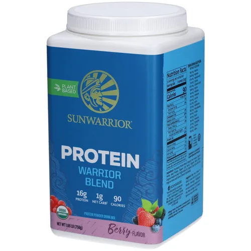 Sunwarrior Warrior Blend Protein - 750g Berry - Veganes Proteinpulver mit 3 pflanzlichen Proteinquellen (Hanf, Erbsen & Goji) und allen essentiellen Aminosäuren, ideal für Sportler und gesundheitsbewusste Genießer.