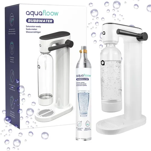 Aquafloow Wassersprudler BubbWater - Hochwertiger Trinkwassersprudler mit 800ml PET Flasche, inkl. CO2-Austauschzylinder. Genießen Sie sprudelndes Wasser ganz bequem zu Hause.